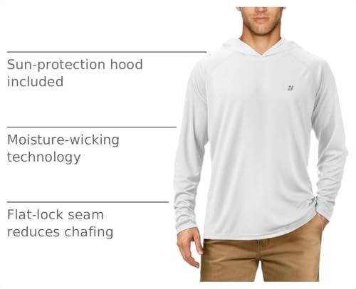 Image of Roadbox Mens Fishing Sun Hoodie, Long Sleeve UPF 50+ UV Protection Shirts