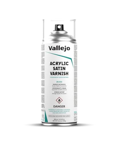 Vallejo Hobby Paint Acrylic Matt Varnish 400 Ml. Barniz Acrílico en Spray. Protección Duradera y Flexible Para Pinturas Acrílicas y Óleos. Barniz Transparente de Acabado Satinado en Aerosol