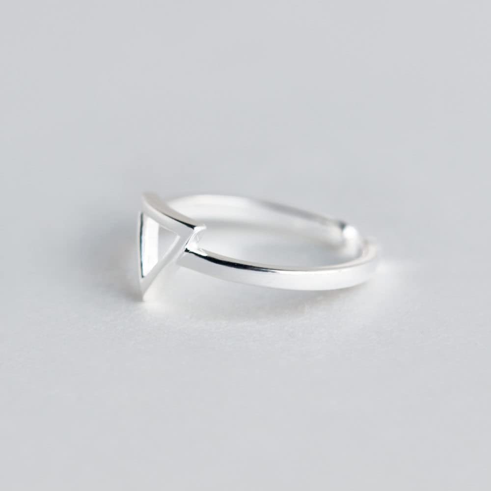 Anello In Argento 925 Da Donna,S925 Sterling Silver Triangolo Geometria Anello Anelli Regolabili Moda Anello Aperto Argento Thumb Ring Eternity Ring Fascino Di Nozze Gioielli Regali Per Uomini Ragaz