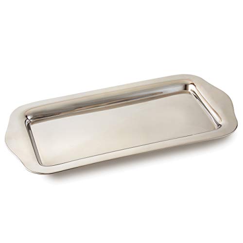 Plateau rectangulaire acier inoxydable argenté Elegance 72387 de service rigide - 2