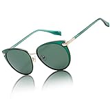 Duco Fashion Metal Round Designer Sunglasses for Women-Polarized Classic Vintage Retro Shades DC1222 (Transparent Green)