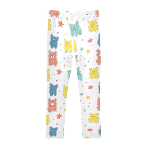 Gummy Bear and Stars Girls Casual Leggings for Kids Printed Long Pant Bottoms Stretch and Soft2