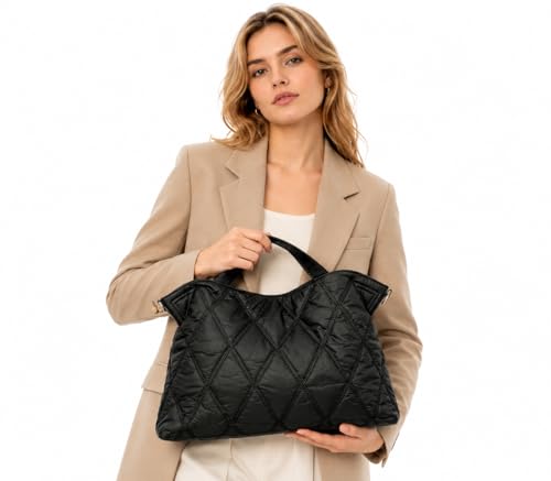 Bolso tote acolchado para mujer, bolso cruzado con correa para hombro miniatura 2