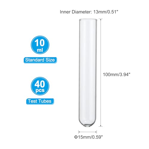 Tubes à essai en verre 10ml PATIKIL lot de 30 transparents pour laboratoire