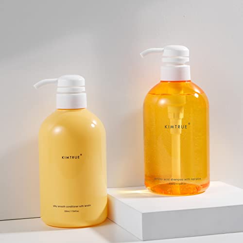 Kimtrue Amino Acid Shampoo With Keratin And Silky Smooth Conditioner With Lanolin For Dry Damaged Hair Moisturizing Repair, Paraben-Free (33.82 Fl Oz (Pack Of 1), Shampoo And Conditioner Yellow) #TOP5