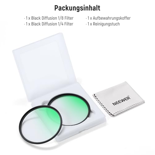 NEEWER 67mm 1/4 & 1/8 Black Diffusion Filter für einen filmischen Nebeleffekt (2 Pack)… – Ansicht 8