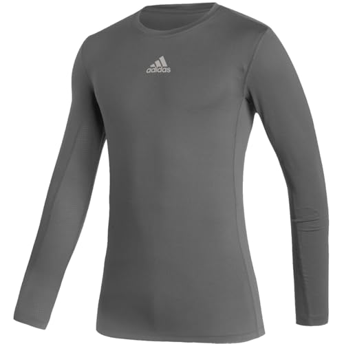 adidas Techfit Long Sleeve Compression Top - Mens Training, Team Grey Four, XL