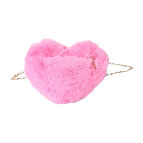 Sac cœur en fausse fourrure moelleuse avec chaîne, cadeau Saint-Valentin fille