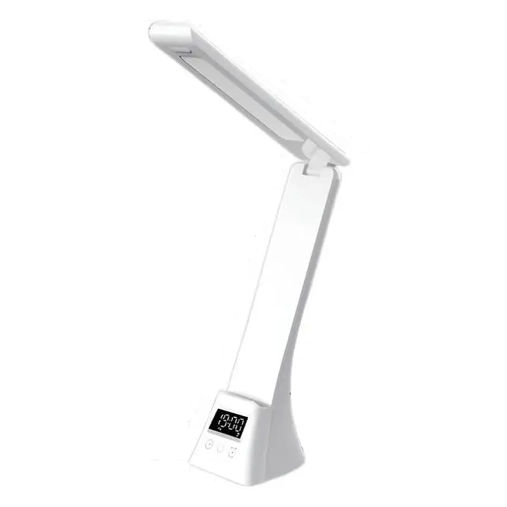 Huudngeje White Rechargeable Desk Lamp Eye-Caring Desk Lamp With Lcd Display Foldable Arm Eye-Caring Table Lamps
