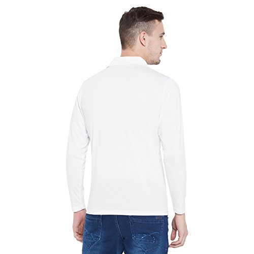 Image of CAMEY Men's Plain Solid Long Sleeve Polo T-Shirt | Regular Fit | Collared Casual Cotton Blend Tee with Chest Pocket | Everyday Comfort Wear