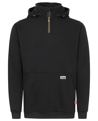 TICOMELA FR Hoodie Flame Resistant Hooded Sweatshirt Quarter Zip 12oz 100% Cotton Pullover Workwear for Men
