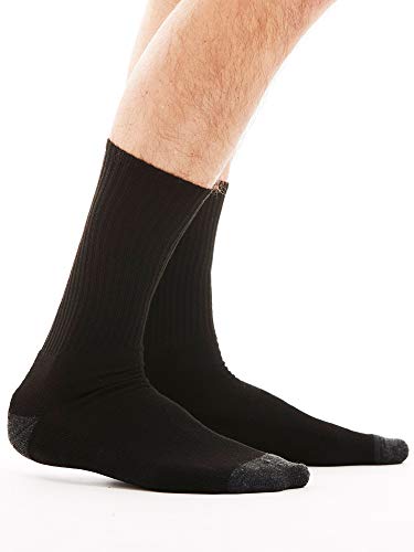 Bolter 18 Pack Men's Athletic Crew Socks For All Day Comfort Fully Synthetic (8-12, Black) #TOP4