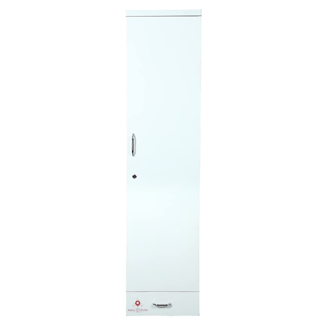 ABBAJI INTERIORS Engineered Wood Single-Door Wardrobe with 2 Drawers and 2 Shelves (White)- Depth 19 inch-image-28