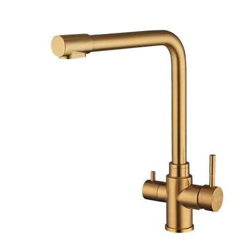 Filtered Kitchen Faucets Hot And Cold Drinking Water 3-ways Filter Kitchen Sink Mixer 360 Rotation Taps Crane Dual Handle(Black)