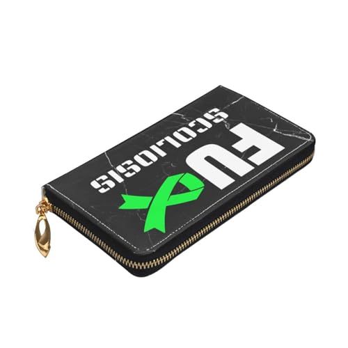 Fuck Scoliosis Awareness Wallet Card Bag, Black4