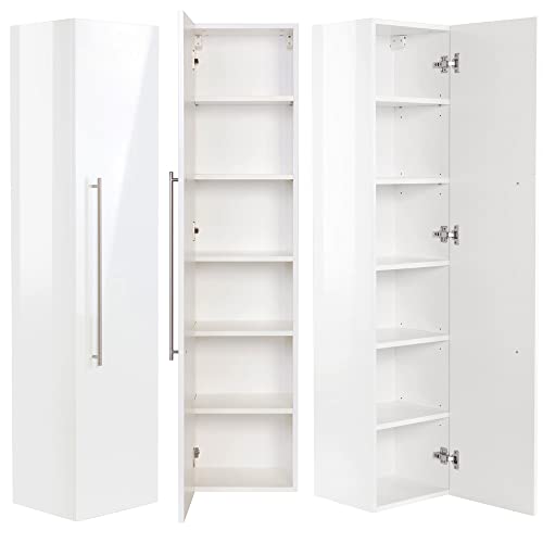 Lomadox Badezimmer Hochschrank hängend in Hochglanz weiß B/H/T 35/150/30cm