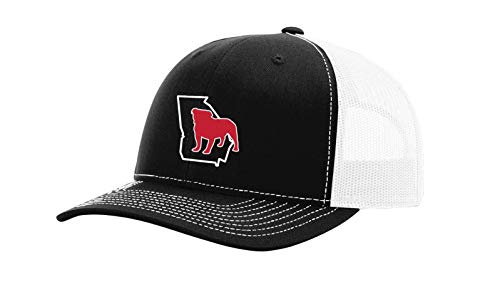 Its All About The South Georgia Outline with Bulldog Mesh Back Trucker Hat-Black/White