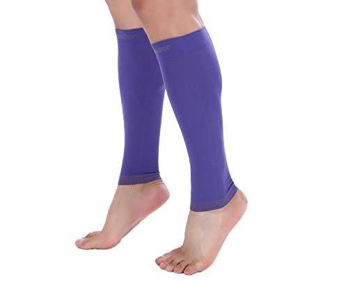 Image of Premium Calf Compression Sleeve 1 Pair 20-30mmHg Strong Calf Support Fashionable COLORS Graduated Pressure for Sports Running Muscle Recovery Shin Splints Varicose Veins Doc Miller (Violet, Small) | Graduated Support for Running, Shin Splints, Calf Strain, Knee High, Small to 6XL Plus Size