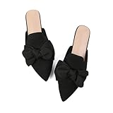 Meknitva Pointed Toe Mules for Women Pointed Toe Mules for Women Flats Comfortable Dressy Casual Loafers Shoes Bow Backless Flats Black Size 10