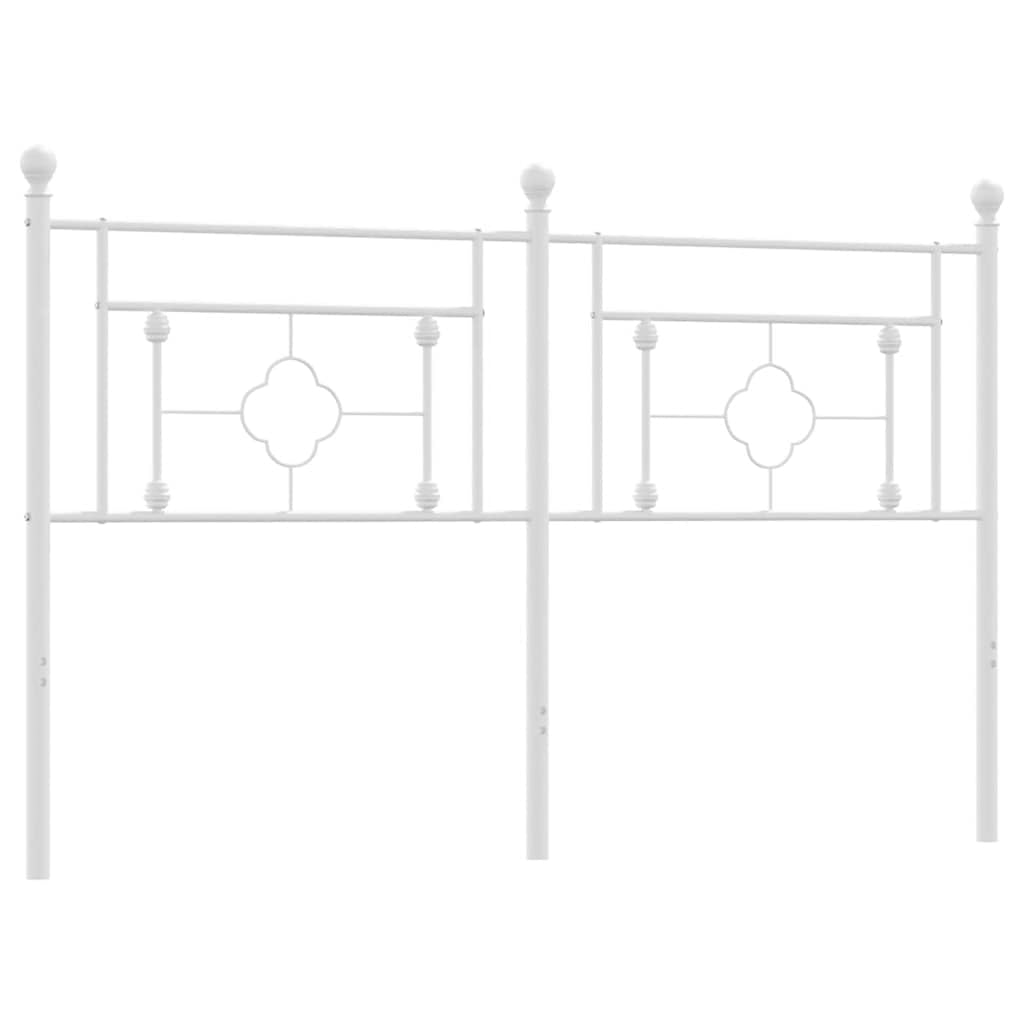 vidaXL Metal Replace Headboard, Bed Header for Bedroom Guest Room, Bed Headboard with Metal Legs, Tall Headboard for Double Bed, White 160 cm