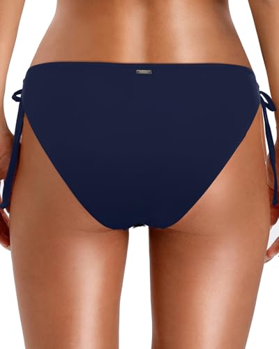 Image of Zmart Women's String Tie Side Bikini Bottoms - Adjustable Low Rise Swimsuit Bottom Moderate Coverage Bathing Suit