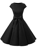 Dressystar Women Vintage 1950s Rockabilly Prom Dresses Retro Cocktail Party Dress 1956 BlueBlackDotB...