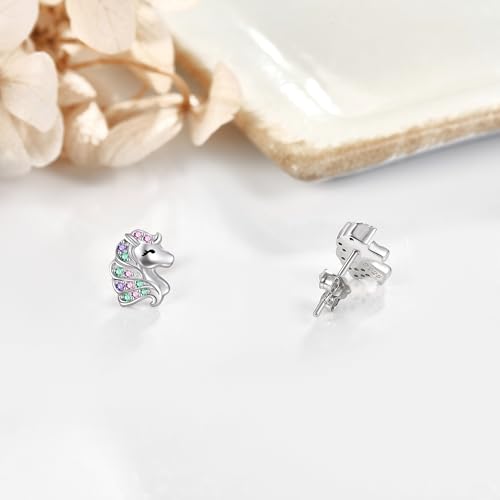 Image of Animal Stud Earrings 925 Sterling Silver Elephant /Unicorn /Chicken /Flamingo /Highland Cow /Hummingbird Earrings Animal Jewelry Gifts for Women