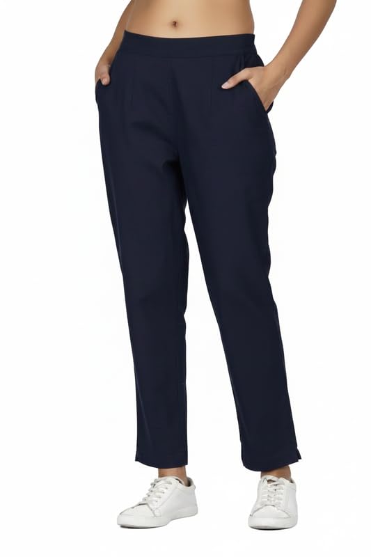 oxinexx Cotton Trouser Pants for Women Solid Regular Fit Ladies Kurti Pants Casual Office Formal Bottoms-picture-41