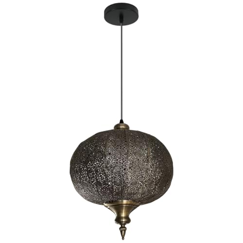 Image of Hollow Pendant Light Fixture Black Chandelier Moroccan Hanging Lamp