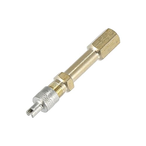 Image of X AUTOHAUX 50mm /1.97 inch Long Brass Auto Tire Valve Extension Adaptor Air Tyre Stem Extender Inflation Stright Bore for Car Truck Motorcycle Bike Mower Scooter