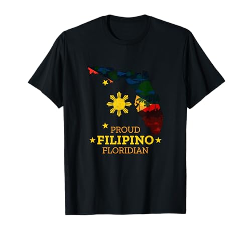 Proud Filipino Floridian - Florida Map and Philippines Flag T-Shirt
