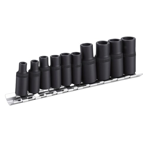 Juego de enchufes magnéticos de 10 piezas con soporte de 1/4 y 3/8 pulgadas para mecánicos 4