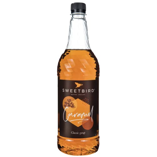 Sweetbird Caramel Flavored Sugar Free Syrup – 1 Liter (Vegan, GMO Free, All Natural)