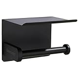 portarrollos baño negro amazon ✔Utilizable en Múltiples Ocasiones: Todos los bordes están pulidos adecuadamente para evitar daños en las manos. El estante superior protege el rollo de papel contra salpicaduras de agua y polvo. La superficie del producto es fácil de limpiar. Ideal para baños, dormitorios, cocinas y restaurantes, etc.