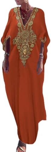 Bsubseach Women Casual Beach Kaftan Dress Short Sleeve Loungewear Caftan Swimsuit Cover Up