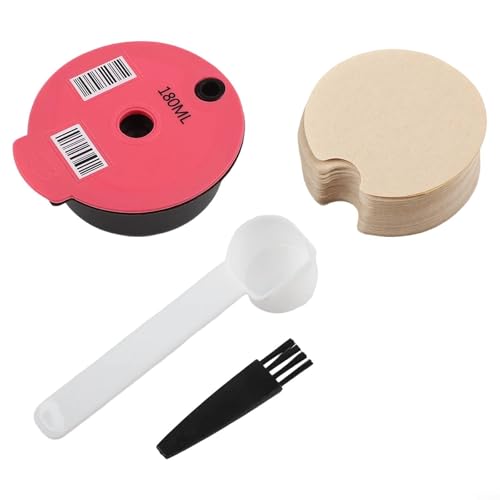 Cápsula de café recargable de plástico compatible con Bosch para Tassimo, incluye tapas de silicona de 60 ml y 180 ml, cuchara y cepillo, cesta de filtro de café (B)