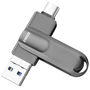 256GB USB C Stick, 3-in-1 USB 3.0 Flash-Laufwerk, High Speed Speicherstick mit 3 USB-Anschlüssen, Mini Metall Photostick, Externer Speicher für iOS/Smartphone/Android Phone/Pad/PC/Tablet (256, GB)