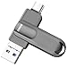 256GB USB C Stick, 3-in-1 USB 3.0 Flash-Laufwerk, High Speed Speicherstick mit 3 USB-Anschlüssen,Mini Metall Photostick,Externer Speicher für iOS/Smartphone/Android Phone/Pad/PC/Tablet (256, GB)