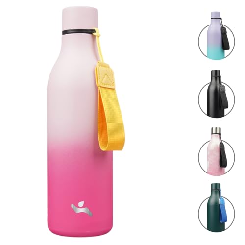 Image of Konokyo 25 oz Insulated Stainless Steel Metal Water Bottle with Strap | BPA-free, leak-proof, dishwasher-safe reusable bottle with strap for gym, school, hiking, outdoor travel & hydration