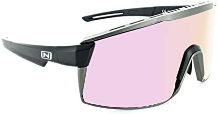 Optic Nerve FIXIEMAX ZALDAINGEROUS COLLECTION Polarized Shield Sunglasses for Men & Women, Zaldaingerous Edition with Black Frame, Pink/Silver Reflective Lens