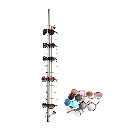 WANLECY 10Pcs Sunglasses Display Racks Aluminium Lockable Sunglasses Eyeglasses Storage Organizer Display Stand Holder (Hold 12 Frames)