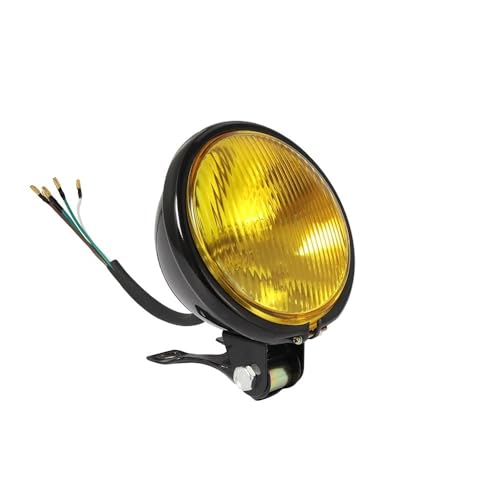 Phare de moto rétro rond en métal avec support chromé universel
