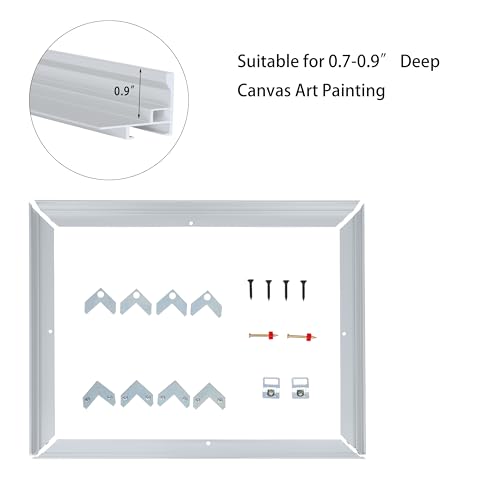 Image of Canvas Frame 16x24, DIY Metal Floating Frame, Canvas Floater Frames for 0.6 inch-0.9 inch Deep Print Painting (Silver,16 inchx24 inch)