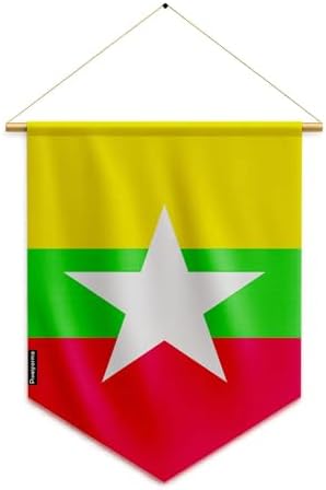 Banderín Birmania - Bandera de poliéster (30 x 45 cm)