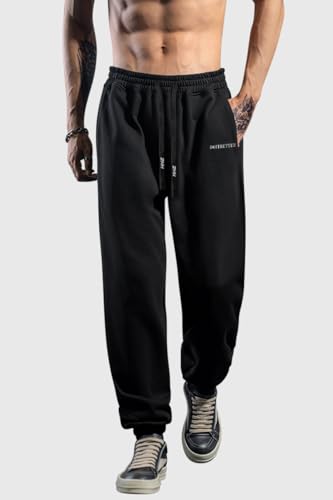 HHZ Men's Cotton Joggers Sweatpants Loose Baggy Gym Workout Yoga Lounge Pants with Elastic Bottom Straight Leg2