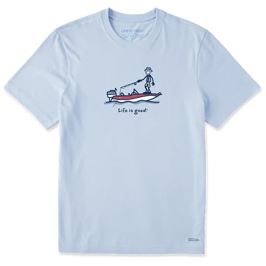 Life is Good. Men's Boat Fish Jake Short Sleeve Crusher Tee, Glacier Blue