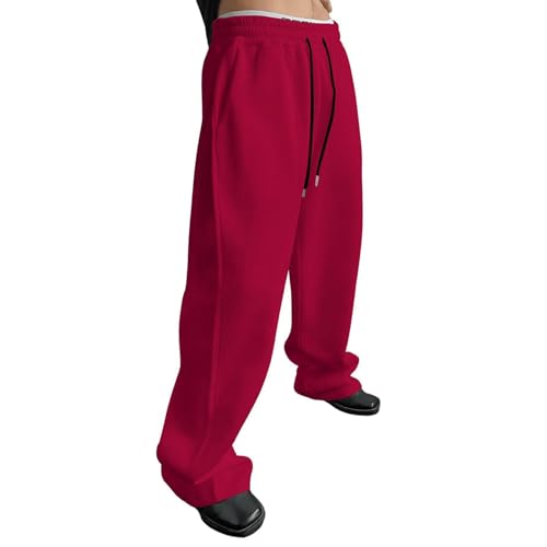 Baggy Sweatpants for Men Wide Leg Cotton Sweats Pants Loose Open Bottom Joggers with Pockets Comfy Y2K Trousers Streetwear