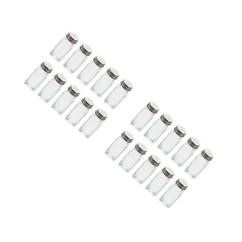 Cabilock 2sets 10pcs Glass Spice Containers Lightweight Reusable Condiment Bottles for Kitchen Seasoning Easy to Clean Safe Material Space Saving Design 10pcs*2