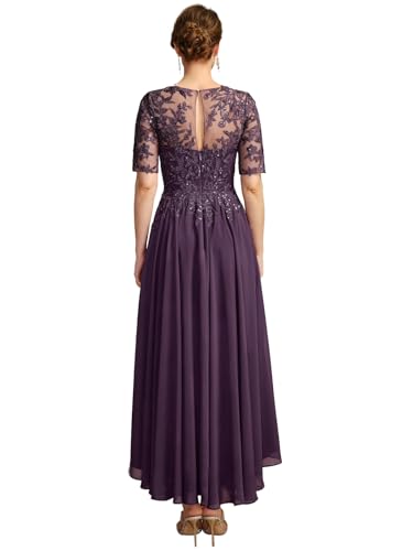 Tea Length Mother of The Bride Dresses for Wedding Sequin Lace Formal Dresss with Sleeves2