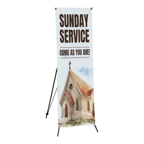 DreamController Church X-Stand Banner by DC | 30"x65" Tripod Display | Sunday Service Come As You Are Vertical Banner for Trade Shows & Events | Made in USA | (Stand Not Included)